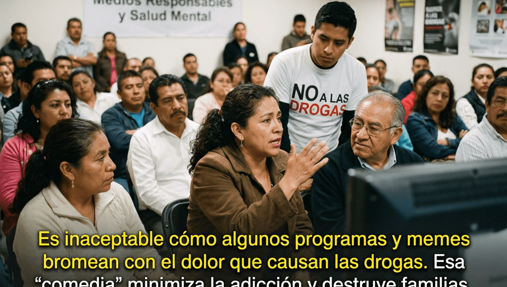 Add Spanish captions criticizing drug humor media