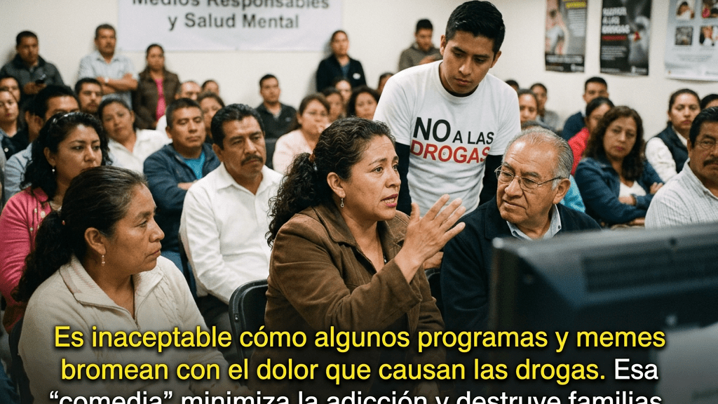 Add Spanish captions criticizing drug humor media