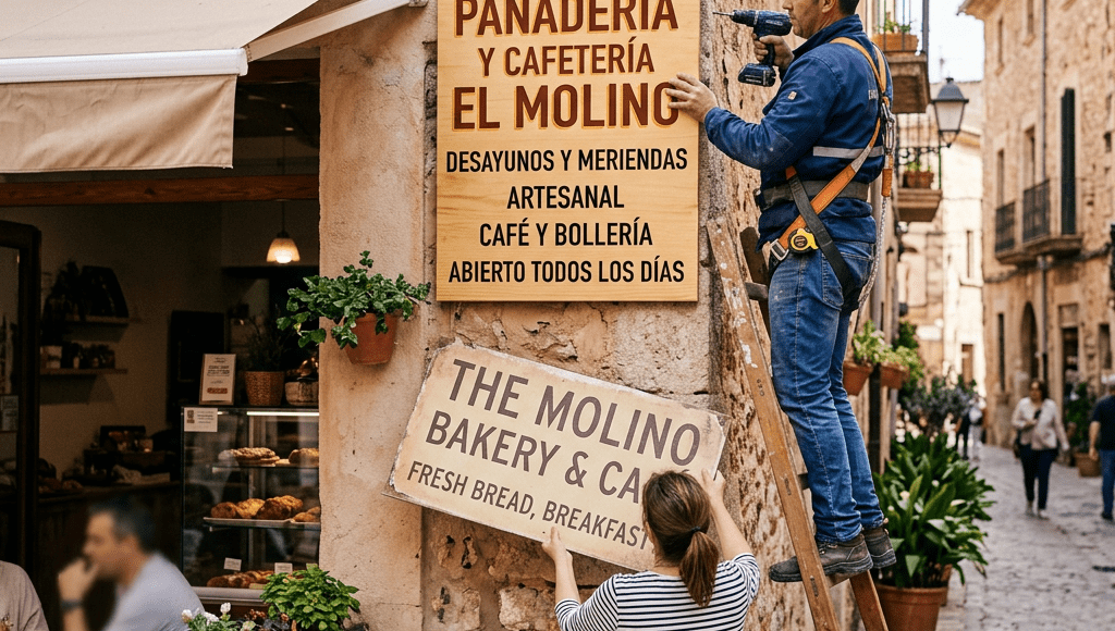 Cambiar cartel a texto en castellano