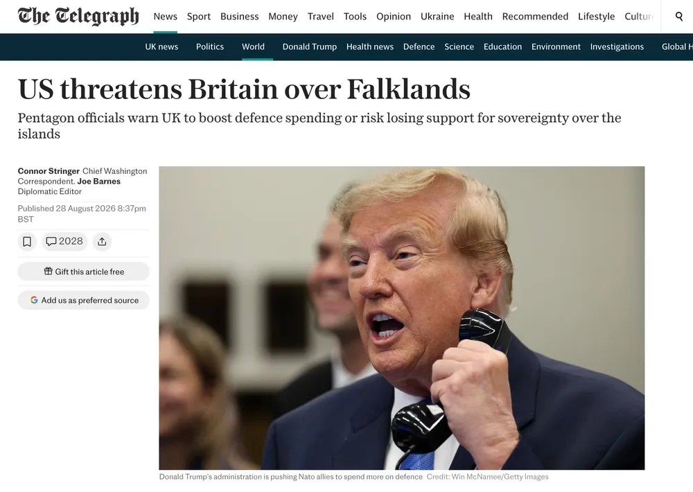 Estados Unidos avisó a Gran Bretaña que podría quitarle su apoyo por&nbsp;Malvinas